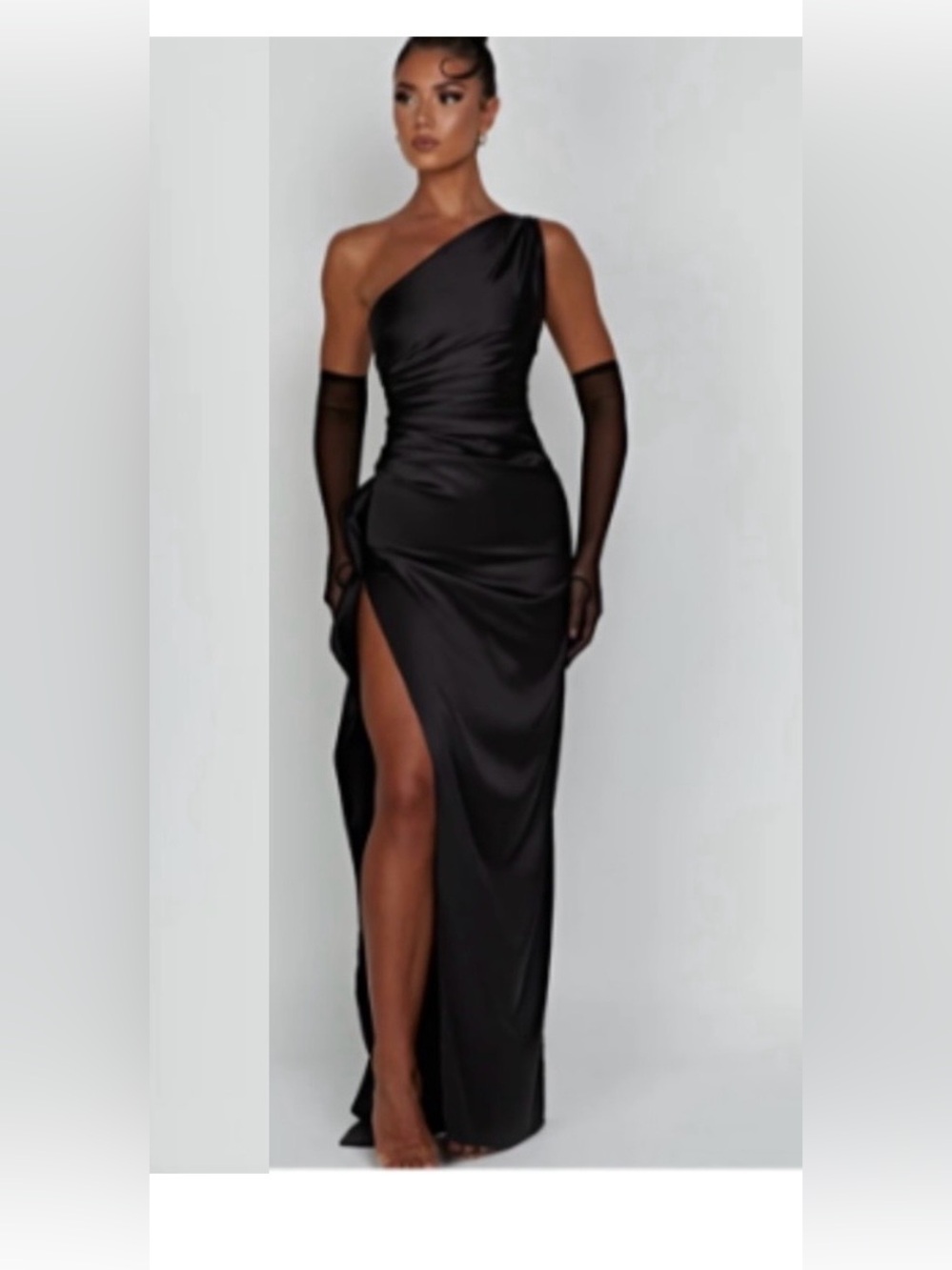 Women's One Shoulder Mermaid Satin Cocktail/Wedding/Prom Dress Black, Large, NWT
